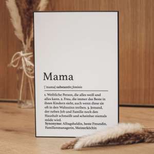 Handgefertigte Definitionstafel „Mama“ aus erstklassigem Material – das ideale Geschenk für die ganz besondere Frau in deinem Leben.