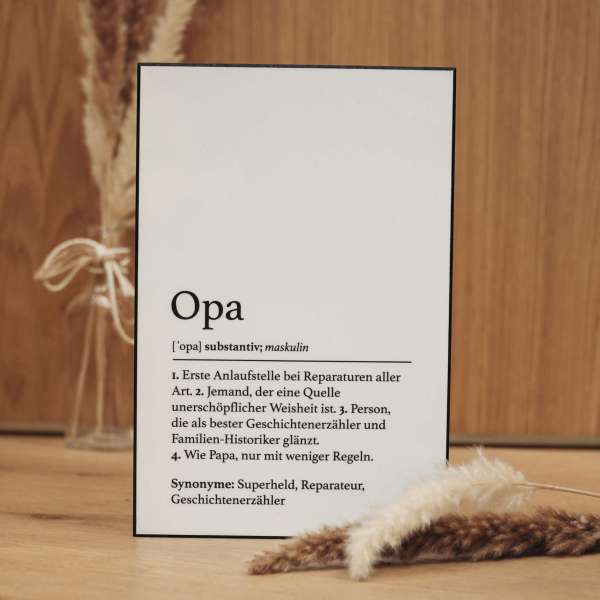 Handgefertigte Definitionstafel „Opa“ aus erstklassigem Material – das ideale Geschenk für deinen lieben Großvater.
