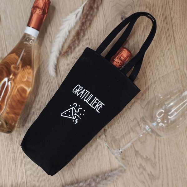 Unsere stylischen Baumwoll-Flaschentaschen sind perfekt für Weinflaschen, Champagner oder andere Getränke, sind sie ein praktisches Accessoire für jeden Anlass.
